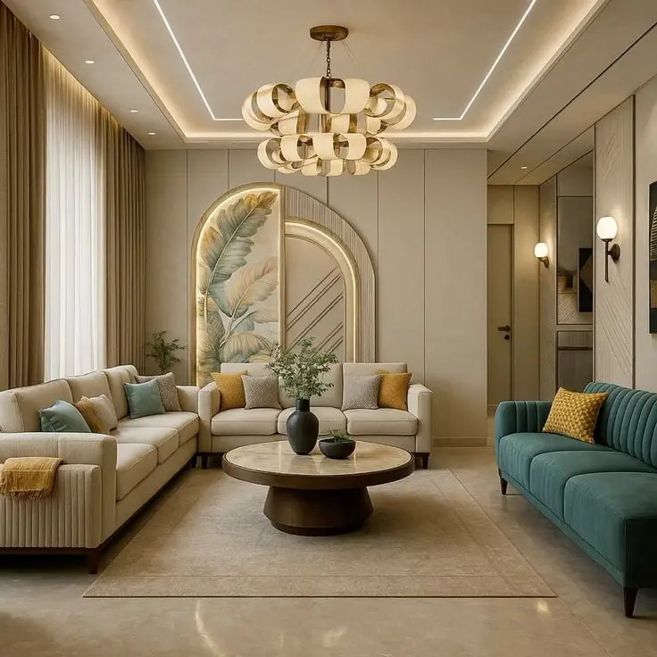 Living space designed by Vibgyor Interiors for a home near Indiranagar